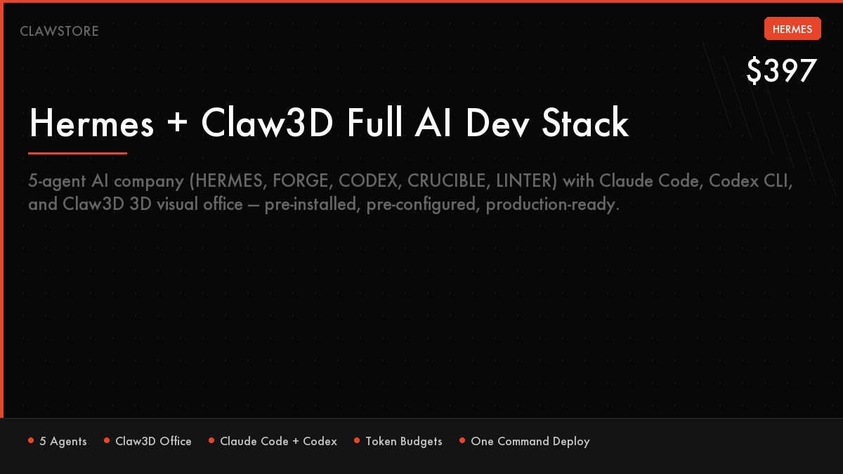 Hermes + Claw3D Full AI Dev Stack