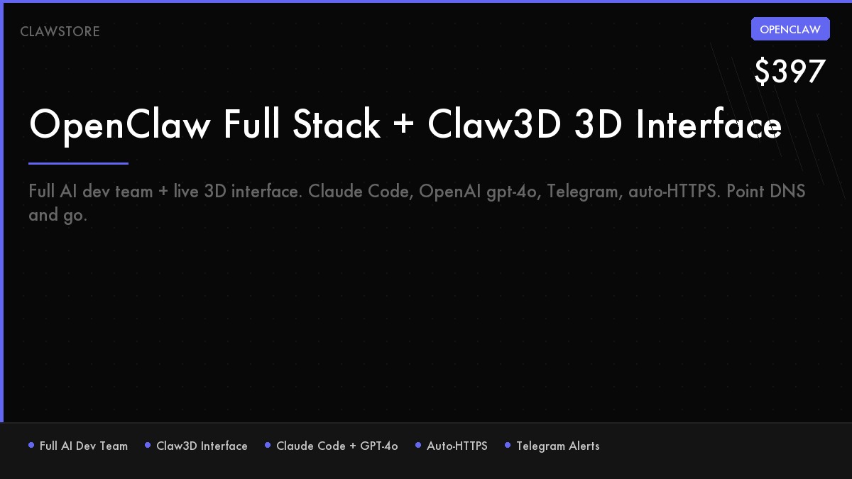 OpenClaw Full Stack + Claw3D 3D Interface