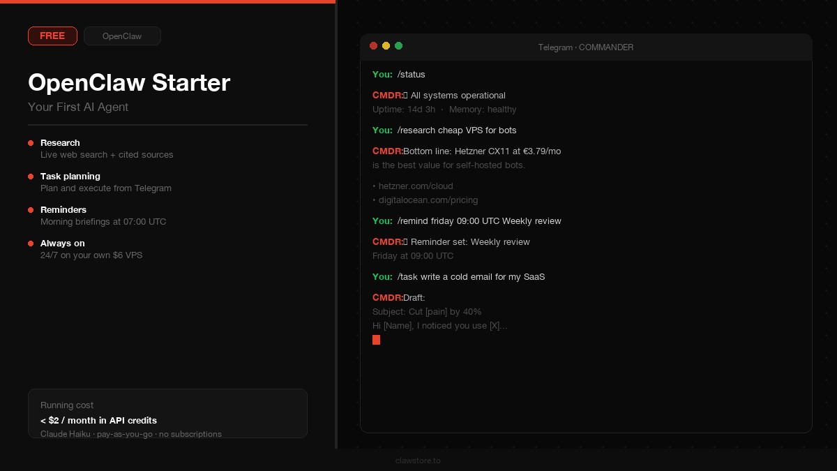OpenClaw Starter — Your First AI Agent