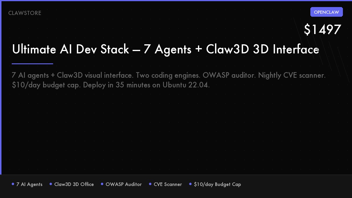 Ultimate AI Dev Stack — 7 Agents + Claw3D 3D Interface